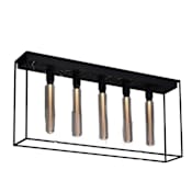 Buster + Punch Caged 5 Light 44" Wide Linear Chandelier Black Marble
