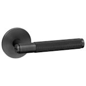 Buster + Punch Cross Luxury Industrial Bespoke Diamond Knurled Solid Brass Passage Door Handle Reversible Lever Set with Round Rose - 2-3/8" Backset Smoked Bronze