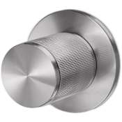 Buster + Punch Linear - Luxury Designer Modern Industrial Passage Door Knob Set with Round Rose, Straight Knurled Coined Knob and 3-3/4" Backset Steel