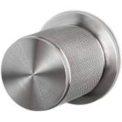 Buster + Punch Cross Luxury Modern Industrial Passage Door Knob Set with Round Rose, Diamond Knurled Knobs and 2-3/8" Backset Steel