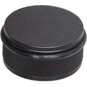 Buster + Punch Cross 2" Wide Luxury Modern Industrial Diamond Knurled Floor Mounted Puck Door Stop Black