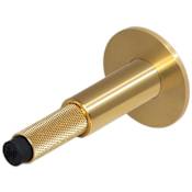 Buster + Punch Cross 3-3/4" Luxury Industrial Diamond Knurled Baseboard Mounted Rigid Solid Brass Door Stop with Rubber Tip Brass