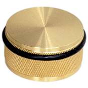 Buster + Punch Cross 2" Wide Round 1" Tall Floor Mounted Luxury Designer Diamond Knurled Solid Brass Puck Door Bumper Stop with Rubber Bumper Ring Brass
