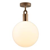 Buster + Punch Forked 12" Wide LED Semi-Flush Globe Ceiling Fixture Brass / Opal