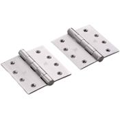 Buster + Punch Pair of (2) - 4" x 4" Designer Ball Bearing Butt Square Corner Mortise Arc Hole Pattern Premium Door Hinges with Insignia Steel