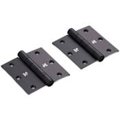 Buster + Punch Pair of (2) - 3-1/2" x 3-1/2" Designer Ball Bearing Butt Square Corner Mortise Arc Hole Pattern Premium Door Hinges with Insignia Welders Black