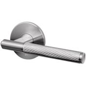 Buster + Punch Linear Bespoke Luxury Straight Knurl Solid Stainless Steel Non Turning Single Dummy Door Lever Handle with Round Rose Steel