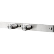 Buster + Punch Cross Pack of (2) Luxury 13/16 Inch Cylindrical Diamond Knurled Solid Stainless Steel Cabinet / Drawer / Furniture Knobs with Backplates (Left + Right) Steel