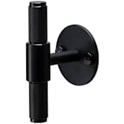 Buster + Punch Cross 3-3/4" T Bar Luxury Bespoke Industrial Diamond Knurl Cabinet/ Drawer Bar Knob with Large Backplate Black