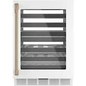 Cafe 24 Inch Wide 46 Bottle Capacity Built-In/Free Standing Wine Cooler Matte White / Brushed Bronze