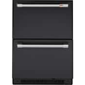 Cafe 24 Inch Wide 5.6 Cu. Ft. Drawer Refrigerator with LED Lighting and Soft-Close Drawers Matte Black / Brushed Stainless