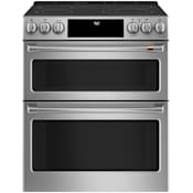 Cafe 30 Inch Wide 7 Cu. Ft. Slide In Radiant Electric Double Oven Range with Touch Controls Stainless Steel / Brushed Stainless
