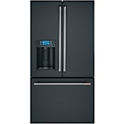 Cafe 36 Inch Wide 27.8 Cu. Ft. Energy Star Rated French Door Refrigerator with Wi-Fi Compatibility and Hot and Cold Water Dispenser Matte Black / Brushed Stainless
