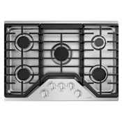 Cafe 30 Inch Wide 5 Burner Natural Gas Cooktop Stainless Steel / Brushed Stainless