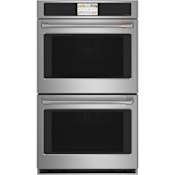 Cafe 30 Inch Wide 10 Cu. Ft. Double Electric Oven with LED Touch Display and Convection Stainless Steel / Brushed Stainless