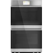 Cafe 30 Inch Wide 10 Cu. Ft. Double Electric Oven with In-Oven Camera Platinum Glass