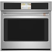 Cafe 30 Inch Wide 5 Cu. Ft. Single Electric Oven with Convection and LCD Touch Display Stainless Steel / Brushed Stainless