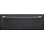 Cafe 30 Inch Wide Electric Warming Drawer with Variable Heat and Humidity Control with Brushed Stainless Steel handle Matte Black / Brushed Stainless