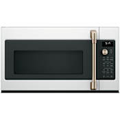 Cafe 30 Inch Wide 1.7 Cu. Ft. Convection Over the Range Microwave Oven with Air Fry Matte White / Brushed Bronze