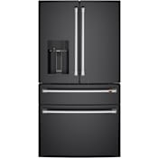 Cafe 36 Inch Wide 22.3 Cu. Ft. Smart Counter-Depth 4-Door French-Door Refrigerator Matte Black / Brushed Stainless