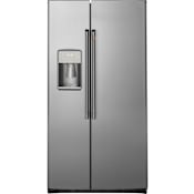 Cafe 36 Inch Wide 21.9 Cu. Ft. Side By Side Refrigerator with External Ice and Water Dispenser and Turbo Cool Stainless Steel / Brushed Stainless