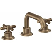 California Faucets Descanso 1.2 GPM Widespread Bathroom Faucet with 1-1/4" Completely Finished ZeroDrain and Cross Handles Antique Brass Flat
