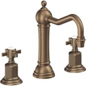 California Faucets Montecito 1.2 GPM Widespread Bathroom Faucet with Pop-Up Drain Assembly and Cross Handles Antique Brass Flat