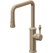 California Faucets Davoli 1.8 GPM Single Hole Pull Down Kitchen Faucet with 61 Series Handle Antique Brass Flat