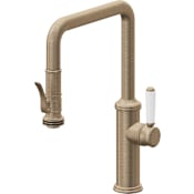 California Faucets Davoli 1.8 GPM Single Hole Pre-Rinse Pull Down Kitchen Faucet - Includes Escutcheon Antique Brass Flat