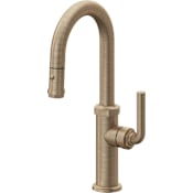 California Faucets Descanso 1.8 GPM Single Hole Pull Down Bar Faucet with Lever Handles Antique Brass Flat