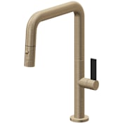 California Faucets Poetto 1.8 GPM Single Hole Pre-Rinse Pull Down Kitchen Faucet - Includes Escutcheon Antique Brass Flat
