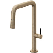 California Faucets Poetto 1.8 GPM Single Hole Pull Down Kitchen Faucet with BSST Series Handle Antique Brass Flat