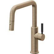 California Faucets Corsano 1.8 GPM Single Hole Pull Down Kitchen Faucet with BST Series Handle Antique Brass Flat