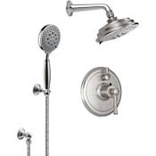 California Faucets Miramar Thermostatic Shower System with Shower Head, Hand Shower, Shower Arm, Hose, and Valve Trim Ultra Stainless Steel