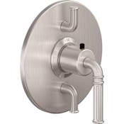 California Faucets Trousdale Thermostatic Valve Trim Only with Triple Lever Handles and Volume Control - Less Rough In Satin Nickel