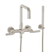 California Faucets Bolsa Wall Mounted Tub Filler with Built-In Diverter and Tiburon Series Lever Handles - Includes 1.8 GPM Hand Shower Satin Nickel