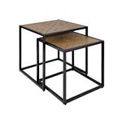 Canarm Birkett Two Piece Wood Top Nesting Table Set Brown / Black