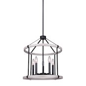 Canarm Joelle 5 Light 19" Wide Taper Candle Pendant Matte Black / Brushed Grey