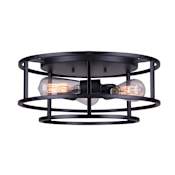 Canarm Luca 3 Light 16" Wide Flush Mount Drum Ceiling Fixture Black