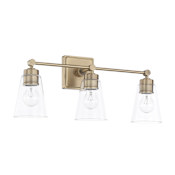 Capital Lighting 3 Light 10" Tall Bathroom Vanity Light Aged Brass