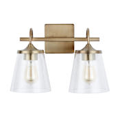 Capital Lighting 2 Light 15-1/4" Wide Bathroom Vanity Light with Clear Seedy Glass Shades Aged Brass