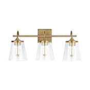 Capital Lighting 3 Light 10-1/2" Tall Bathroom Vanity Light with Clear Seedy Glass Shades Aged Brass