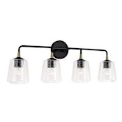 Capital Lighting Amara 4 Light 32" Wide Bathroom Vanity Light Matte Black with Brass