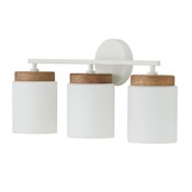 Capital Lighting Liam 3 Light 24" Wide Vanity Light with Soft White Glass Shades Light Wood / White