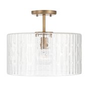 Capital Lighting Emerson 15" Wide Semi-Flush Drum Ceiling Fixture / Pendant Aged Brass