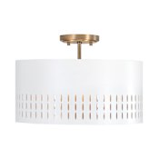 Capital Lighting Dash 3 Light 16" Wide Semi-Flush Drum Ceiling Fixture Aged Brass / White