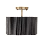Capital Lighting Donovan 13" Wide Semi-Flush Drum Ceiling Fixture with Mango Wood Shade Black Stain / Matte Brass
