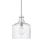 Capital Lighting Single Light 15" Tall Pendant with Clear Water Glass Shade Aged Brass