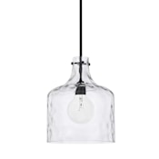 Capital Lighting Single Light 15" Tall Pendant with Clear Water Glass Shade Matte Black