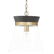 Capital Lighting Finn 12" Wide Wood Pendant Black Stain / Matte Brass